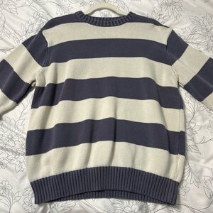 Striped Men's Sweater - Navy and Cream